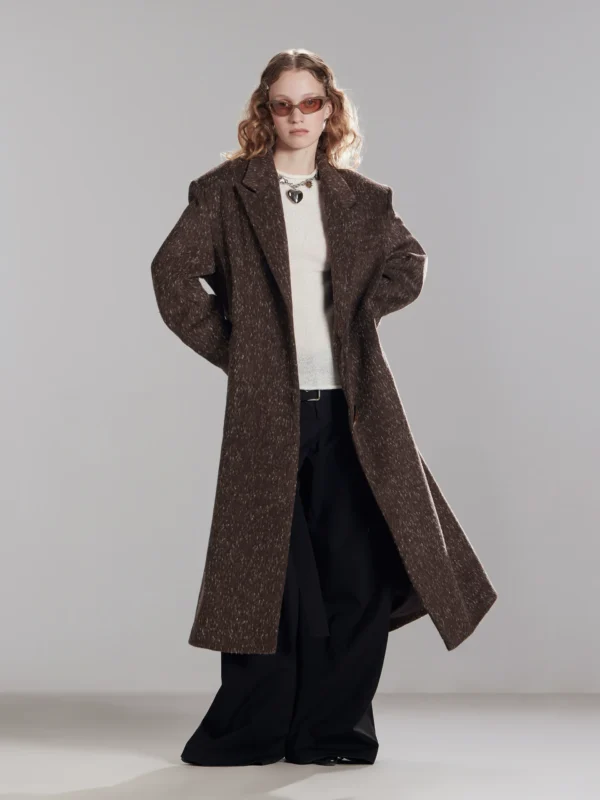 A high-end brown horn-buttoned coat